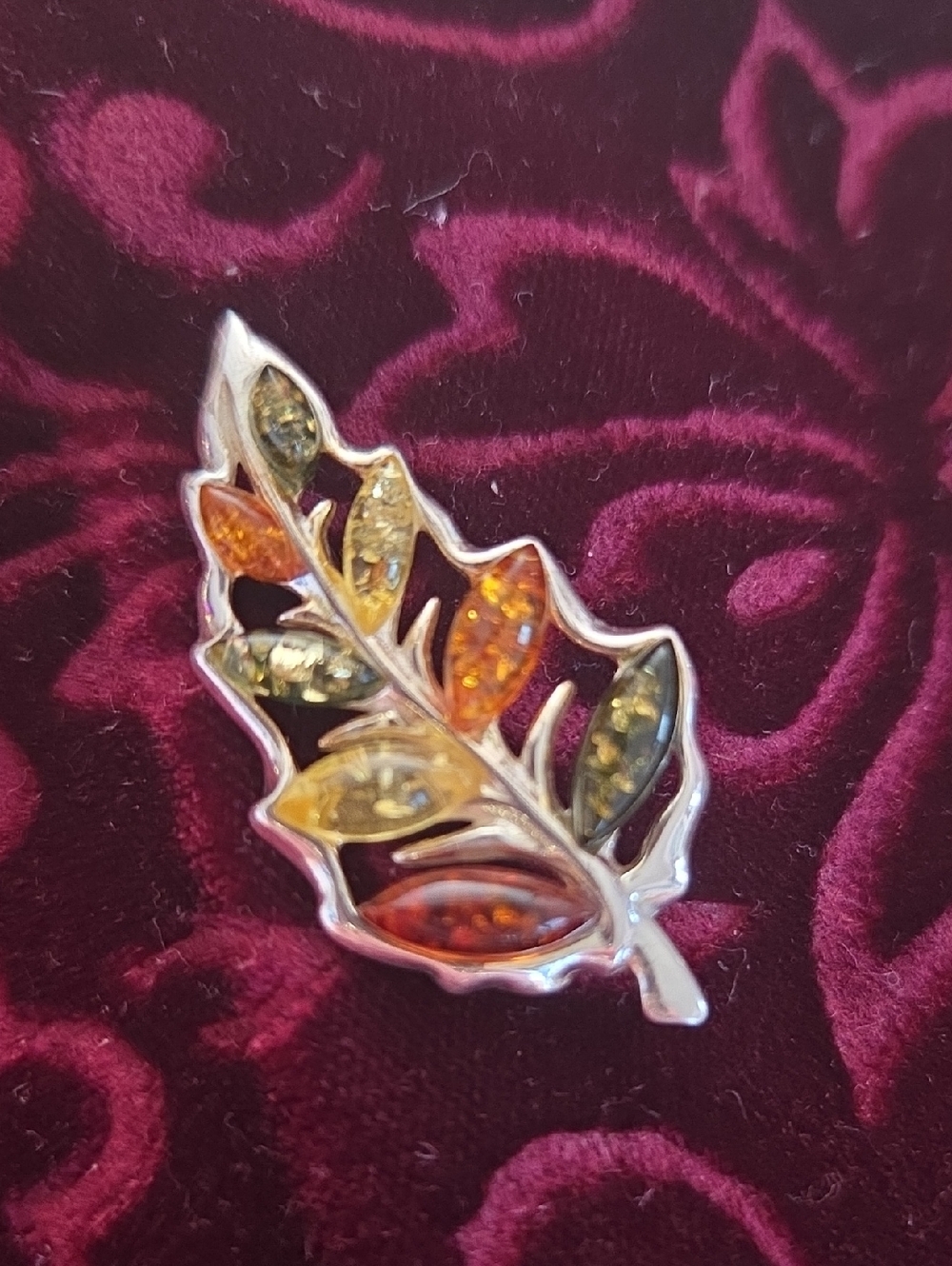 Multicolor Leaf Brooch - Picture 3 of 3